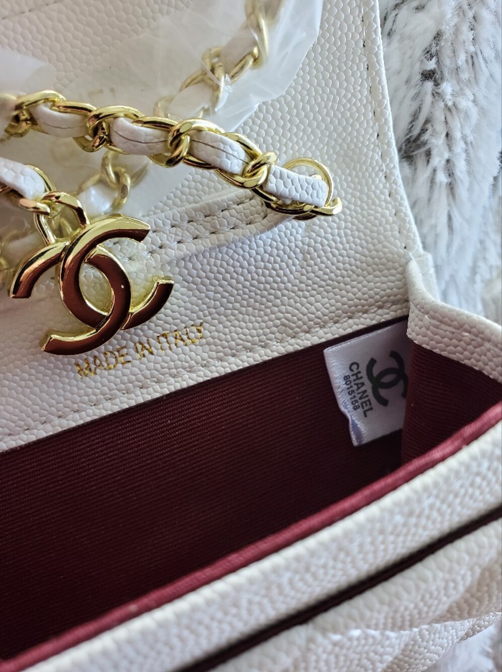 White Quilted Leather Chain Crossbody Wallet Mini Handbag Luxury Designer Style - Picture 8 of 9